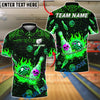 BlueJose Bowling And Pins Flame Skull Funny Face Ball Design Customized Name, Team Name 3D Shirt (4 Colors)