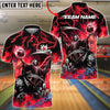 BlueJose Bowling And Pins Grim Reaper Skull With Flame Bowling Design Customized Name, Team Name 3D Shirt (4 Colors)