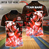 BlueJose Bowling And Pins Crystal Polar Bear Customized Name, Team Name 3D Shirt (4 Colors)