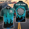 BlueJose Darts Flaming Target Fire Style Personalized Name, Team Name Shirt (4 Colors)