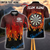 BlueJose Darts Flaming Target Fire Style Personalized Name, Team Name Shirt (4 Colors)