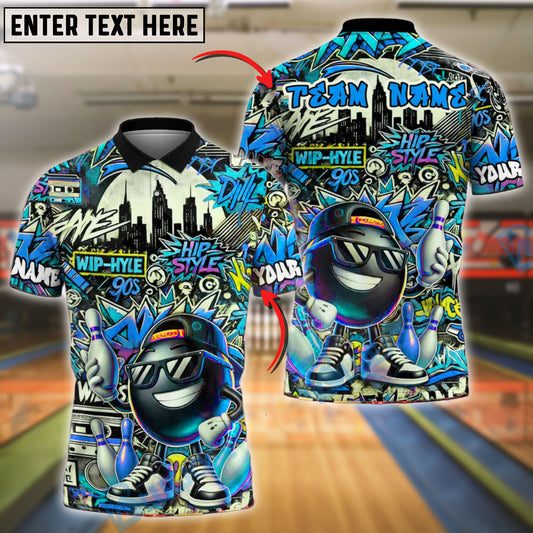 BlueJose Bowling And Pins Graffiti Funny Ball Street Style Customized Name, Team Name 3D Shirt (4 Colors)