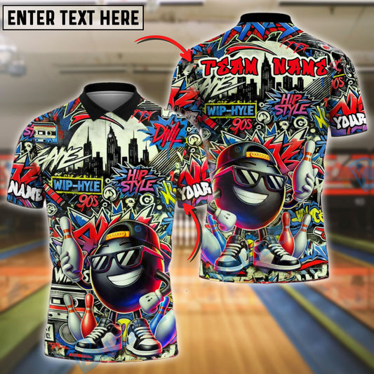 BlueJose Bowling And Pins Graffiti Funny Ball Street Style Customized Name, Team Name 3D Shirt (4 Colors)