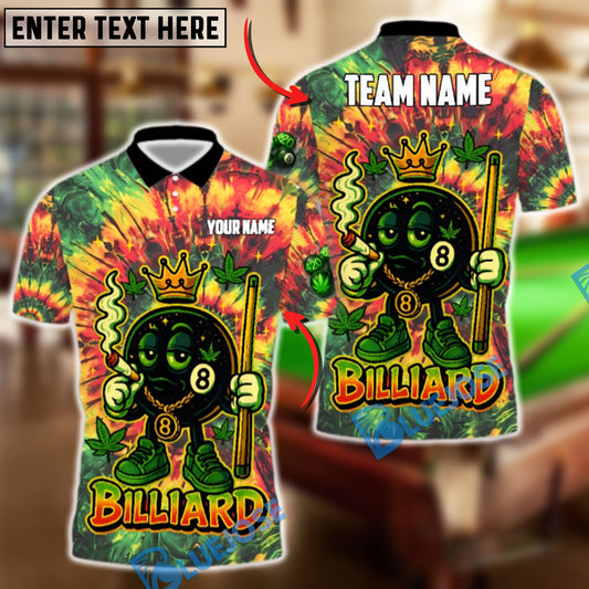 BlueJose Billiards Funny Green 420 Tie Dye Smoking Customized Name, Team Name 3D Shirt