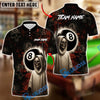 BlueJose Billiards 8 Ball Gothic Skull Personalized Name, Team Name Unisex Shirt (4 Colors)