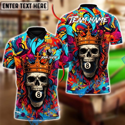 BlueJose Billiards Ball 8 Graffiti King Skull Customized Name, Team Name 3D Shirt