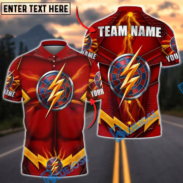 BlueJose Darts Hero Red Lightning Personalized Name Shirt