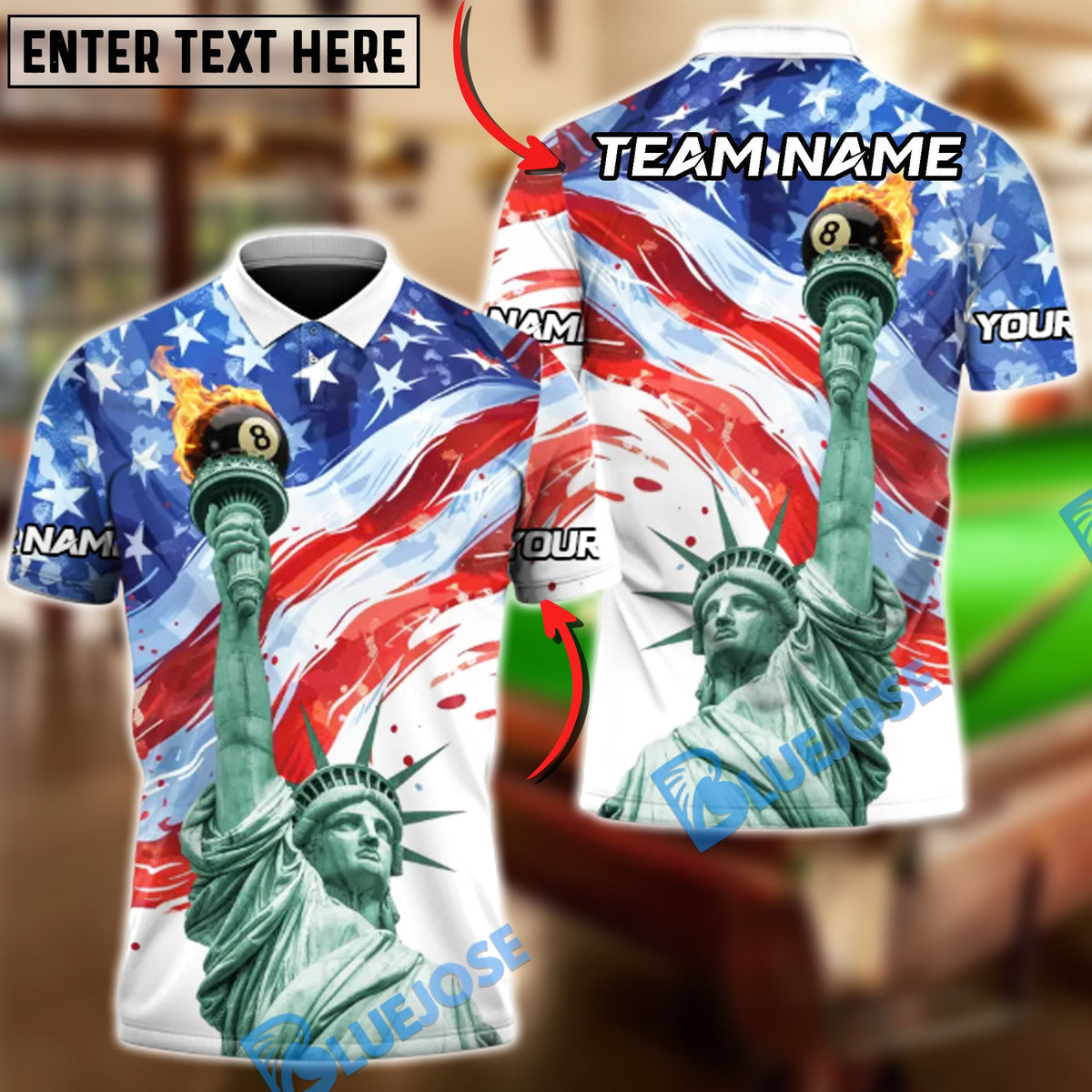 BlueJoses Billiards Ball 8 Freedom‚Äö√Ñ√¥s Final Shot Customized Name, Team Name 3D Shirt