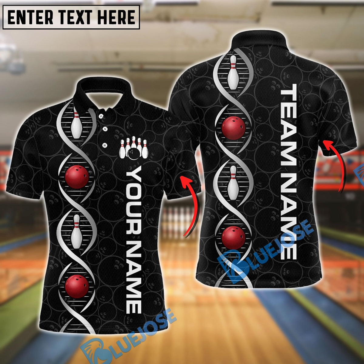 BlueJose Bowling And Pins Bowling Dna Pattern Customized Name, Team Name 3D Shirt