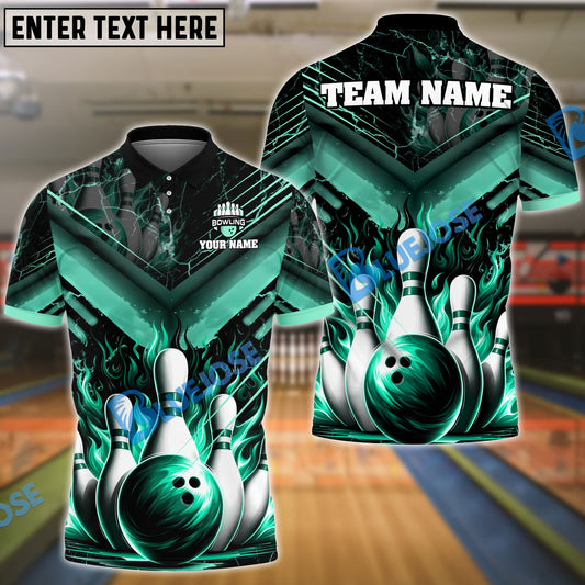 BlueJoses Bowling And Pins Flame From Hell Multicolor Customized Name 3D Shirt ( 4 Colors )