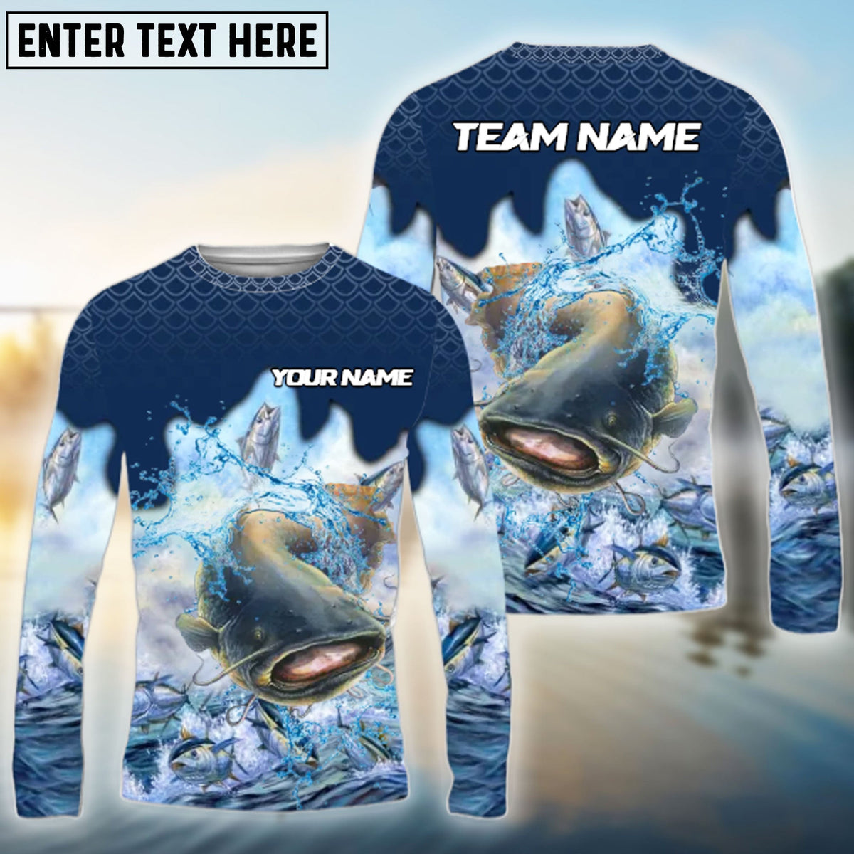 Bluejose Catfish Fishing Sea Hunt Hook Name &amp; Team Name 3D Shirts