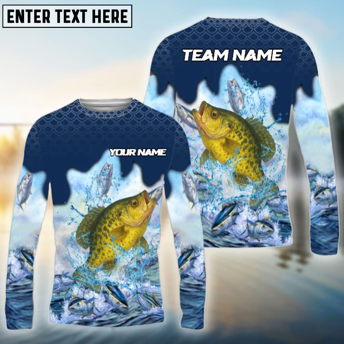 Bluejose Crappie Fishing Sea Hunt Hook Name &amp; Team Name 3D Shirts