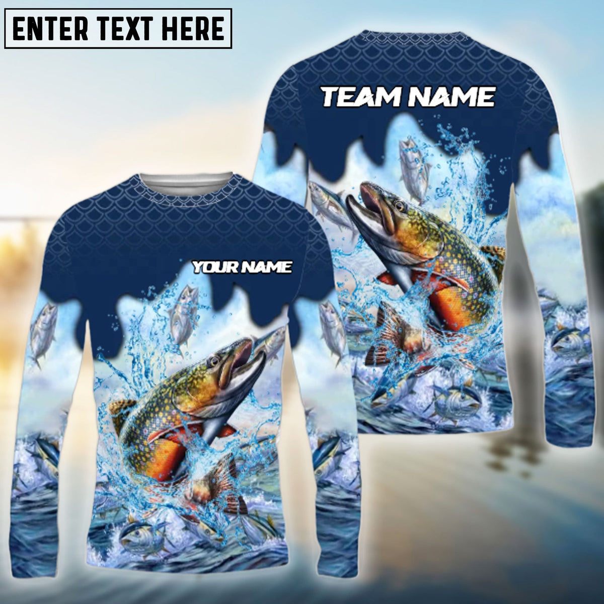 Bluejose Trout Fishing Sea Hunt Hook Name &amp; Team Name 3D Shirts