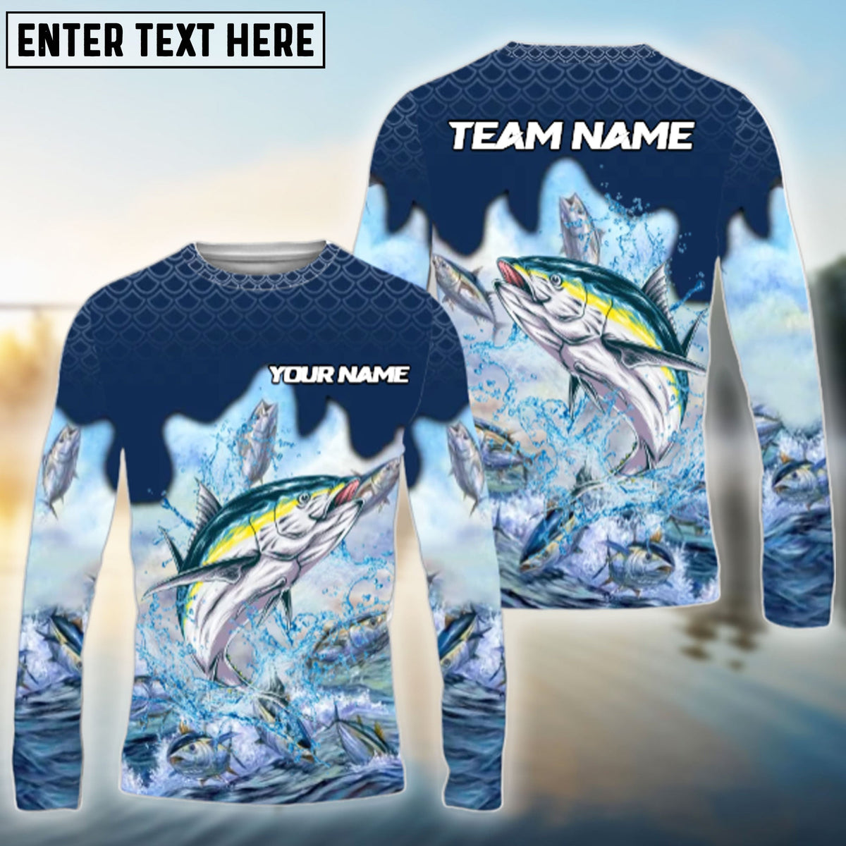 Bluejose Tuna Fishing Sea Hunt Hook Name &amp; Team Name 3D Shirts