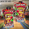 BlueJose Bowling Chick Street Art Customized Name, Team Name 3D Shirt (4 Colors)