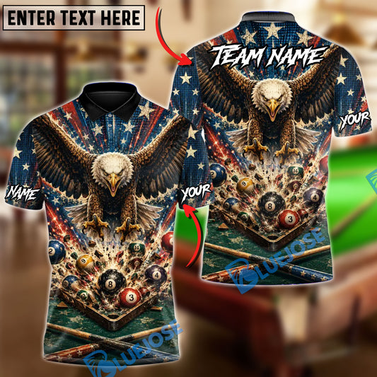 BlueJose Billiards Ball 8 American Flag Eagle Table Strike Personalized Shirt