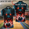 BlueJose Bowling And Pins Werewolf Fire Eyes Customized Name, Team Name 3D Shirt (4 Colors)