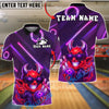 BlueJose Bowling And Pins Neon Devil Character Customized Name, Team Name 3D Shirt (4 Colors)