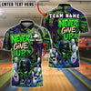 BlueJose Bowling And Pins Graffiti Never Give Up Dab Customized Name, Team Name 3D Shirt (4 Colors)