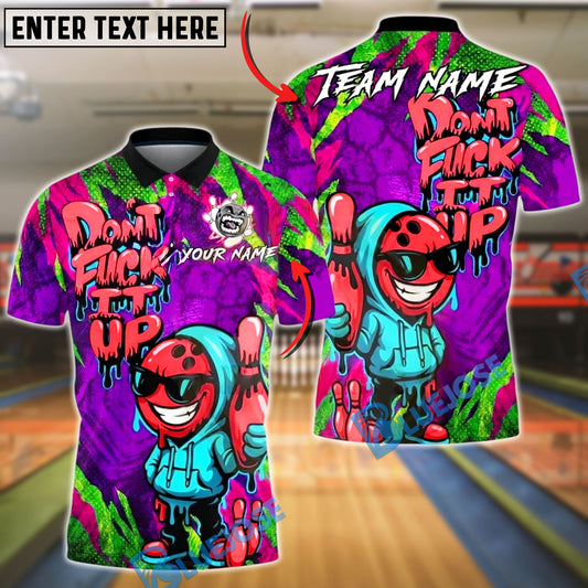 BlueJose Bowling And Pins Graffiti Hoodie Character Don't F*ck It Up Customized Name, Team Name 3D Shirt (4 Colors)