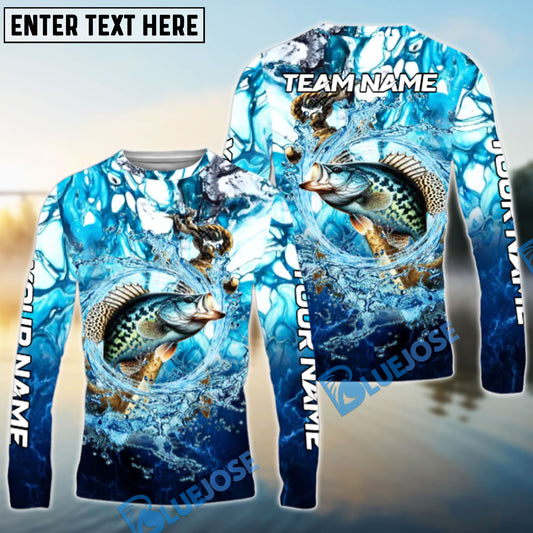 Bluejose Crappie Fishing Marble Tide Catch Name & Team Name 3D Shirts