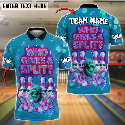 BlueJose Neon Bowling Shirt Who Gives A Split Design Customized Name, Team Name 3D Shirt (4 Colors)