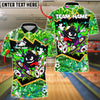 BlueJose Skater Bowling Ball Attack 2 Customized Name, Team Name 3D Shirt (4 Colors)