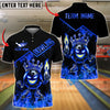 BlueJose Bowling And Pins Fire King Ball With Crown Customized Name 3D Shirt (4 Colors)