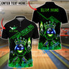 BlueJose Bowling And Pins Fire King Ball With Crown Customized Name 3D Shirt (4 Colors)