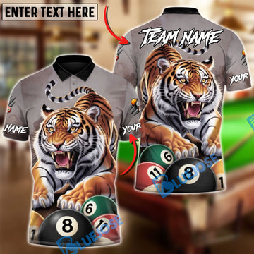 BlueJose Billiards Ball 8 Power Tiger Customized Name, Team Name 3D Shirt