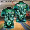 BlueJose Bowling And Pins Demon Ball Customized Name, Team Name 3D Shirt (4 Colors)