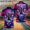 BlueJose Bowling And Pins Demon Ball Customized Name, Team Name 3D Shirt (4 Colors)