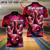 BlueJose Bowling And Pins Demon Ball Customized Name, Team Name 3D Shirt (4 Colors)