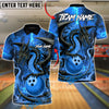BlueJose Bowling And Pins Hellfire Dragon Customized Name, Team Name 3D Shirt (4 Colors)