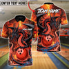 BlueJose Bowling And Pins Hellfire Dragon Customized Name, Team Name 3D Shirt (4 Colors)
