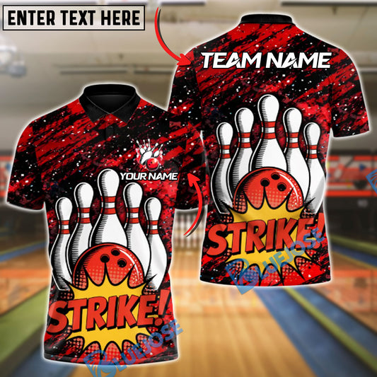 BlueJose Bowling And Pins Boom Strike Customized Name, Team Name 3D Shirt (4 Colors)