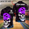 BlueJose Bowling And Pins Skull Head Customized Name, Team Name 3D Shirt (4 Colors)
