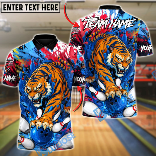 BlueJose Bowling And Pins Wild Strike Customized Name, Team Name 3D Shirt (4 Colors)