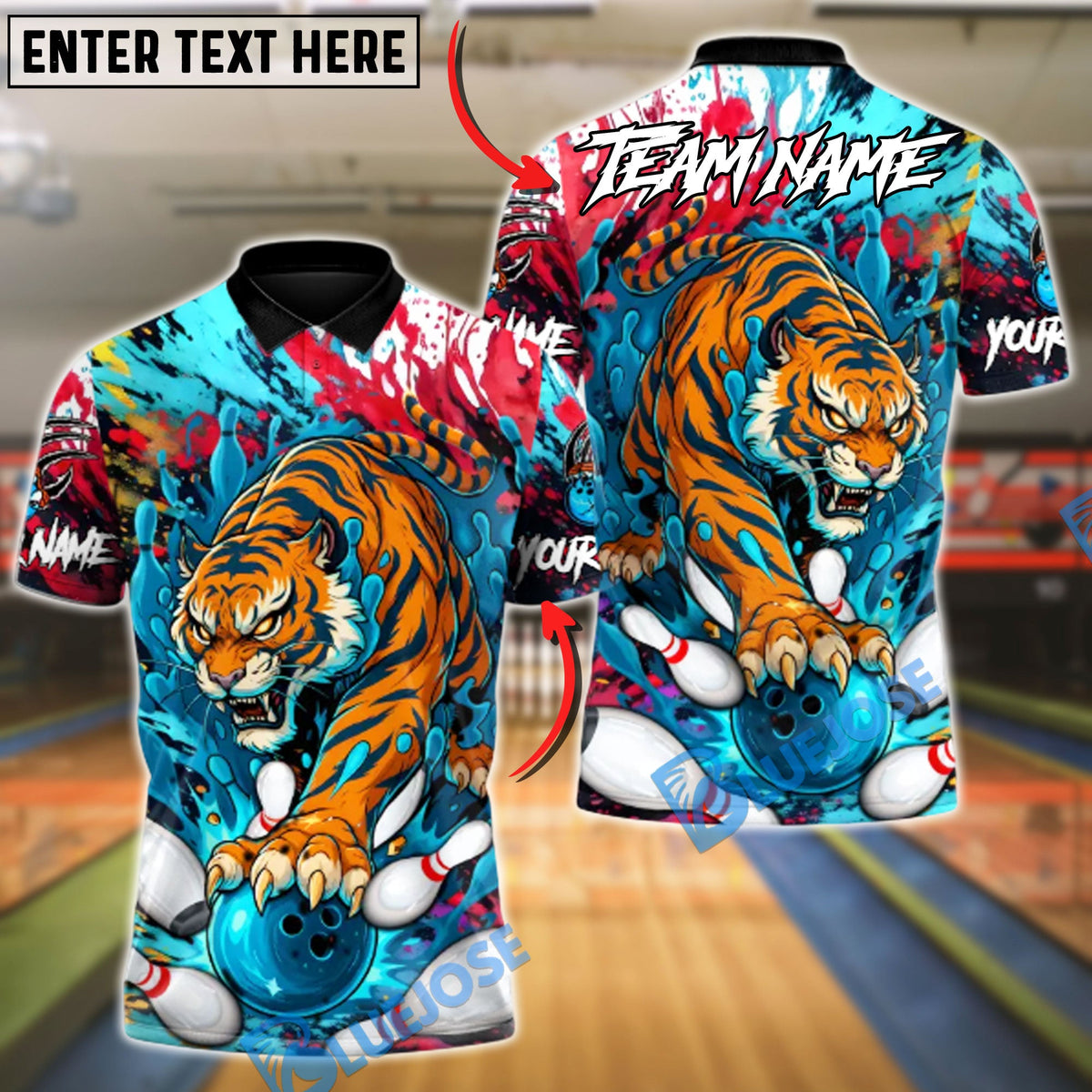 BlueJose Bowling And Pins Wild Strike Customized Name, Team Name 3D Shirt (4 Colors)