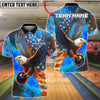 BlueJose Bowling And Pins Sky Eagle US Flag Customized Name, Team Name 3D Shirt (4 Colors)