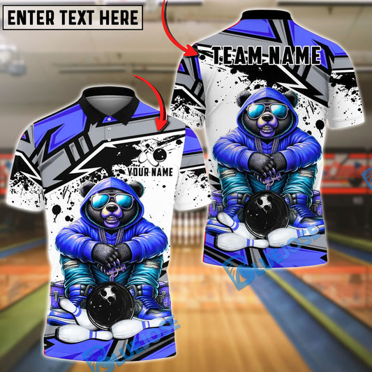BlueJose Bowling And Pins HipHop Bear Customized Name, Team Name 3D Shirt (4 Colors)