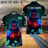 BlueJose Bowling And Pins Neon Flame Panda Customized Name, Team Name 3D Shirt (4 Colors)