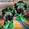 BlueJose Bowling And Pins White Tiger Customized Name, Team Name 3D Shirt (4 Colors)