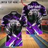 BlueJose Bowling And Pins White Tiger Customized Name, Team Name 3D Shirt (4 Colors)