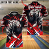 BlueJose Bowling And Pins White Tiger Customized Name, Team Name 3D Shirt (4 Colors)