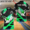 BlueJose Bowling And Pins Flame Hexagon Pattern Customized Name, Team Name 3D Shirt (4 Colors)
