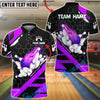 BlueJose Bowling And Pins Flame Hexagon Pattern Customized Name, Team Name 3D Shirt (4 Colors)