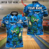 BlueJose Bowling And Pins Halloween Bear Customized Name, Team Name 3D Shirt (4 Colors)