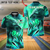 BlueJose Bowling And Pins Flame Super Lion Customized Name, Team Name 3D Shirt (4 Colors)