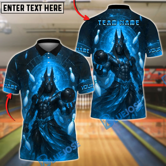 BlueJose Bowling And Pins Ancient Egyptian God Anubis Customized Name, Team Name 3D Shirt (4 Colors)